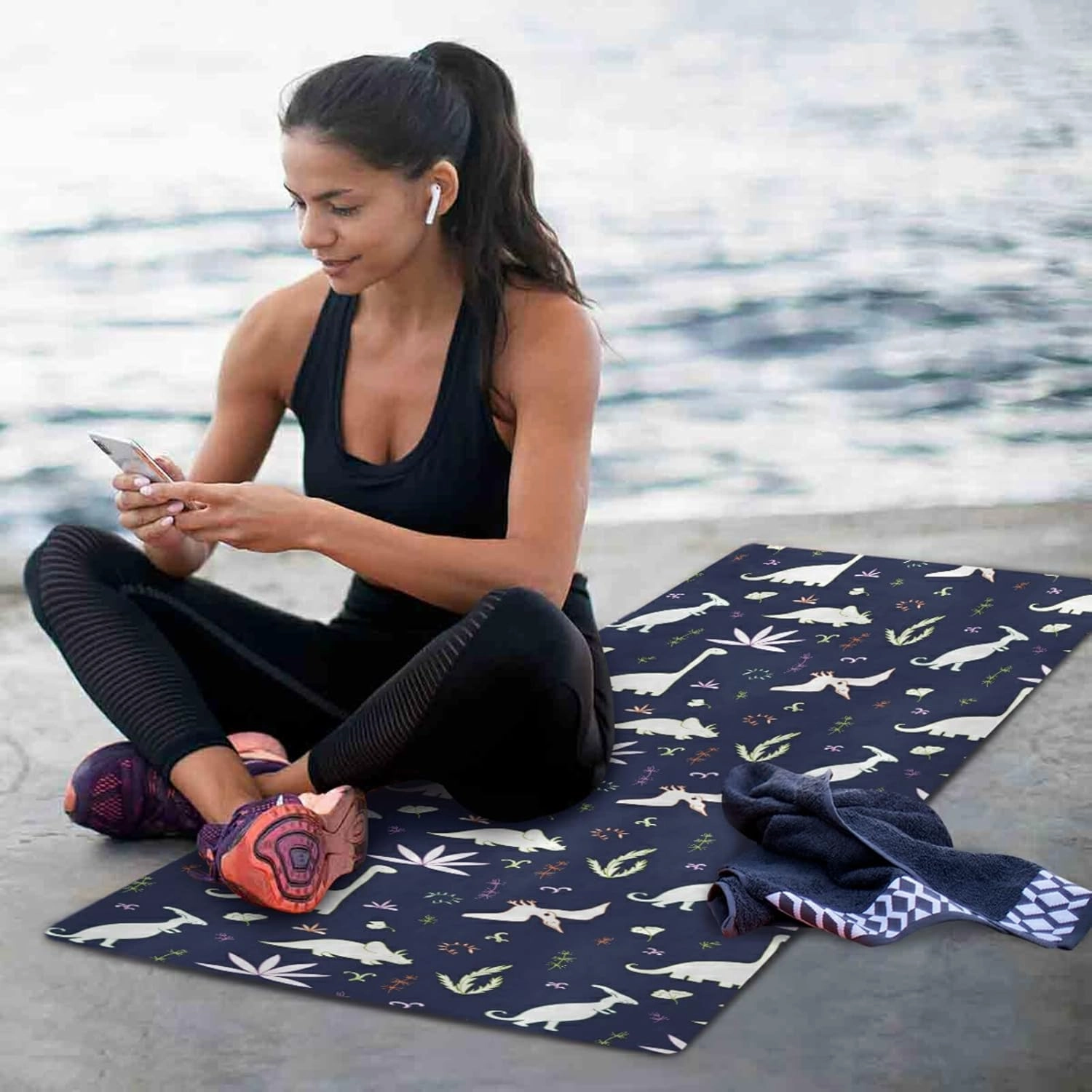 Yoga Mat Non Slip Rubber Fitness Safe Exercise Mat with Bag Durable Folding Workout Mat for Pilates and Floor Exercises