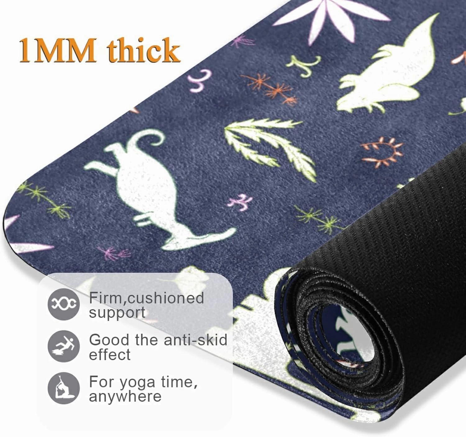 Yoga Mat Non Slip Rubber Fitness Safe Exercise Mat with Bag Durable Folding Workout Mat for Pilates and Floor Exercises