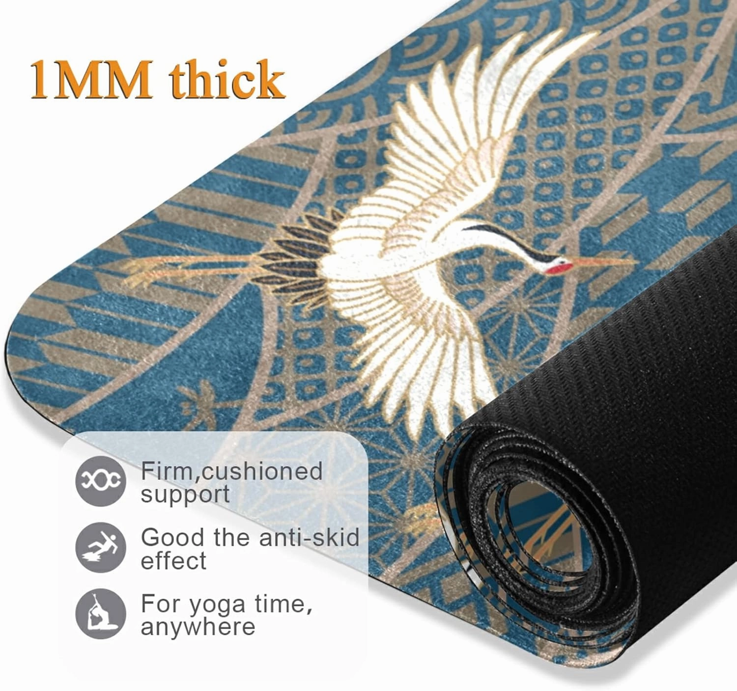 Yoga Mat Non Slip Rubber Fitness Safe Exercise Mat with Bag Durable Folding Workout Mat for Pilates and Floor Exercises