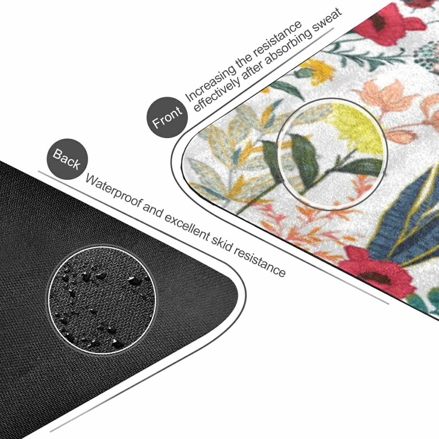 Yoga Mat Non Slip Rubber Fitness Safe Exercise Mat with Bag Durable Folding Workout Mat for Pilates and Floor Exercises