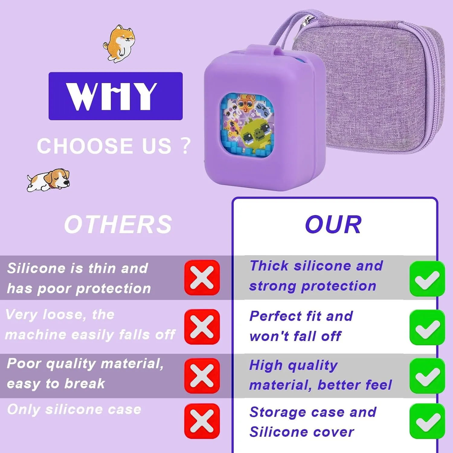 YouKnow Travel Case and Silicone Cover for Bitzee Magicals Interactive Toy Digital Pet and Accessories Protective Case (Purple)