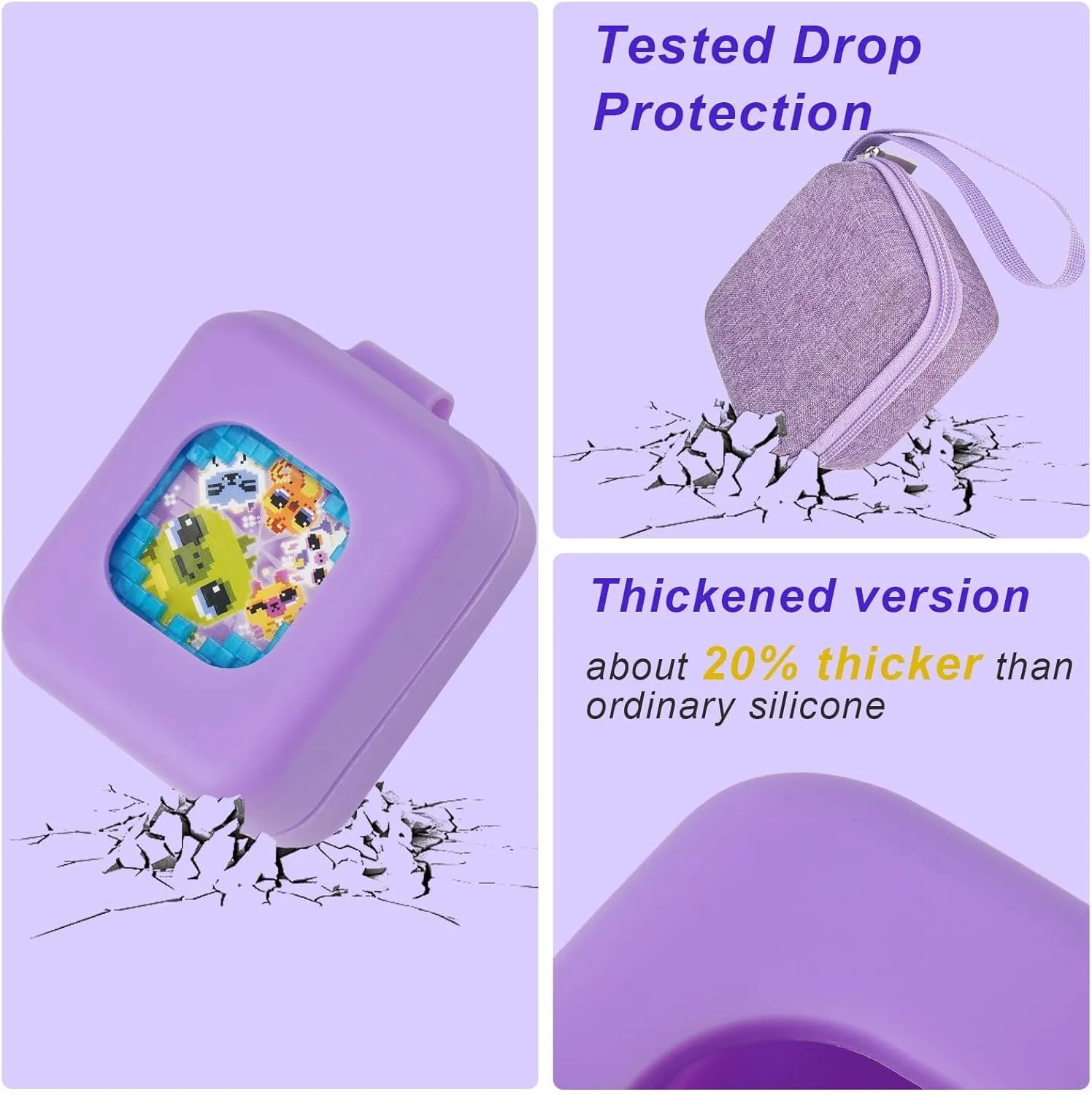 YouKnow Travel Case and Silicone Cover for Bitzee Magicals Interactive Toy Digital Pet and Accessories Protective Case (Purple)