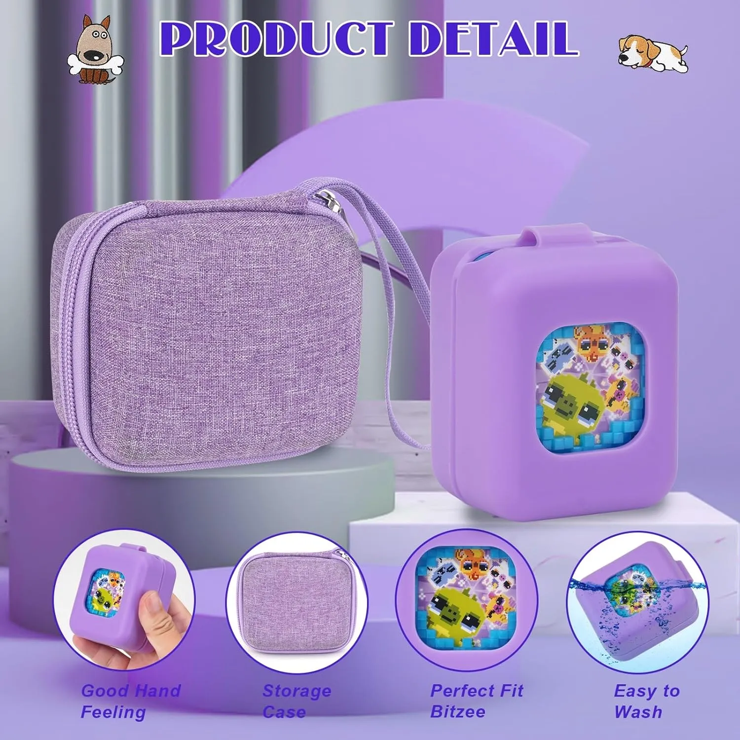 YouKnow Travel Case and Silicone Cover for Bitzee Magicals Interactive Toy Digital Pet and Accessories Protective Case (Purple)