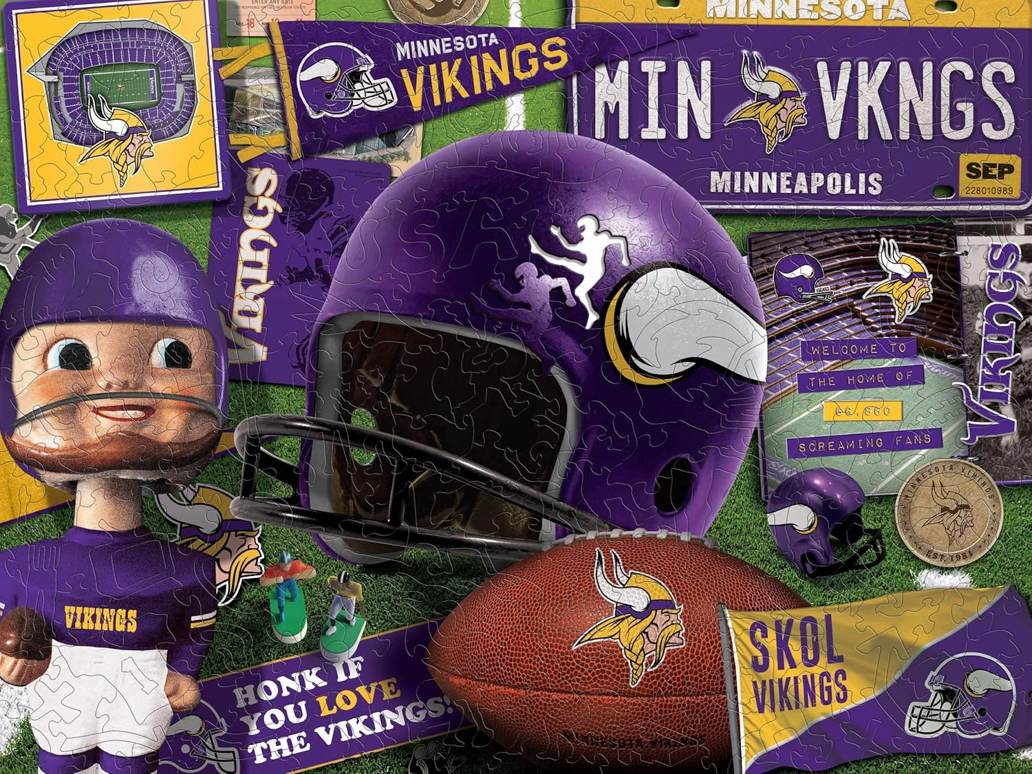YouTheFan NFL Wooden Retro Series Puzzle, 17.75 x 13.25 Inches, 333 Pieces