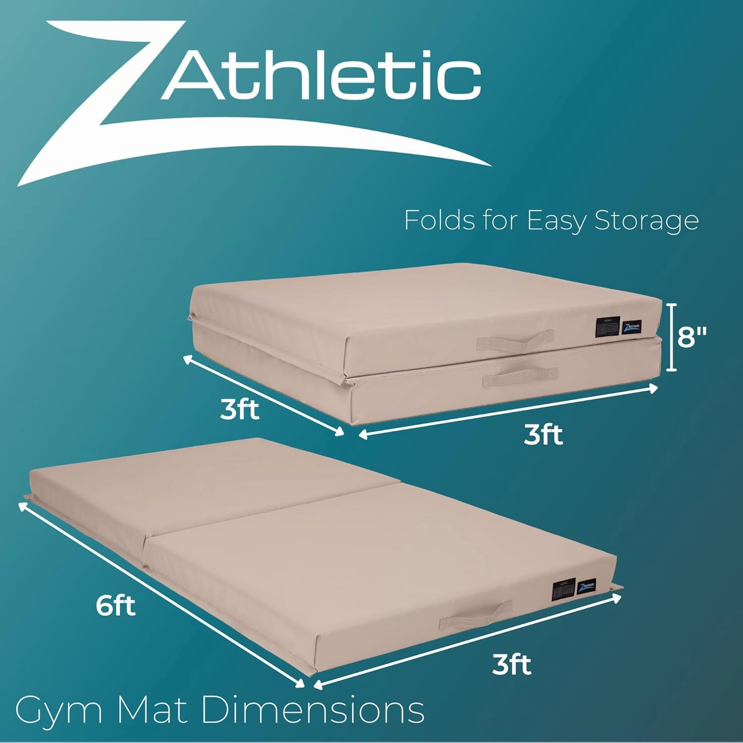 Z Athletic Open Cell Landing Folding Mat for Gymnastics, Tumbling, Cheerleading, Martial Arts, and More, 6 Ft x 3 Ft x 4 In