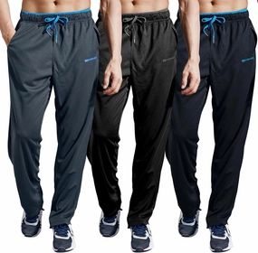ZENGVEE Men's Sweatpants with Zipper Pockets Open Bottom Athletic Pants for Jogging Workout Gym Running Training