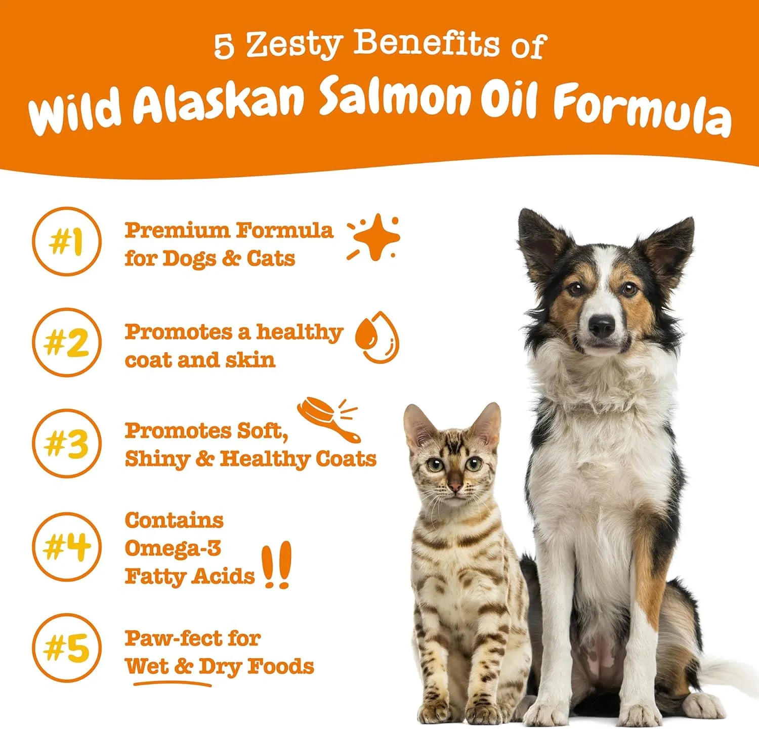 Zesty Paws Wild Alaskan Omega-3 Blend Pollock   Salmon Oil for Dogs and Cats- Skin and Coat Support, Omega 3 Supplement for Pets, 8.5oz