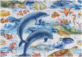 ZHIMI Jigsaw Puzzle for Teens Adults Marine Dolphins Fish Turtles Blue Puzzle Large Challenge Educational Puzzles Game Toys Gift Boredom Buster Artwork Home Wall Decor