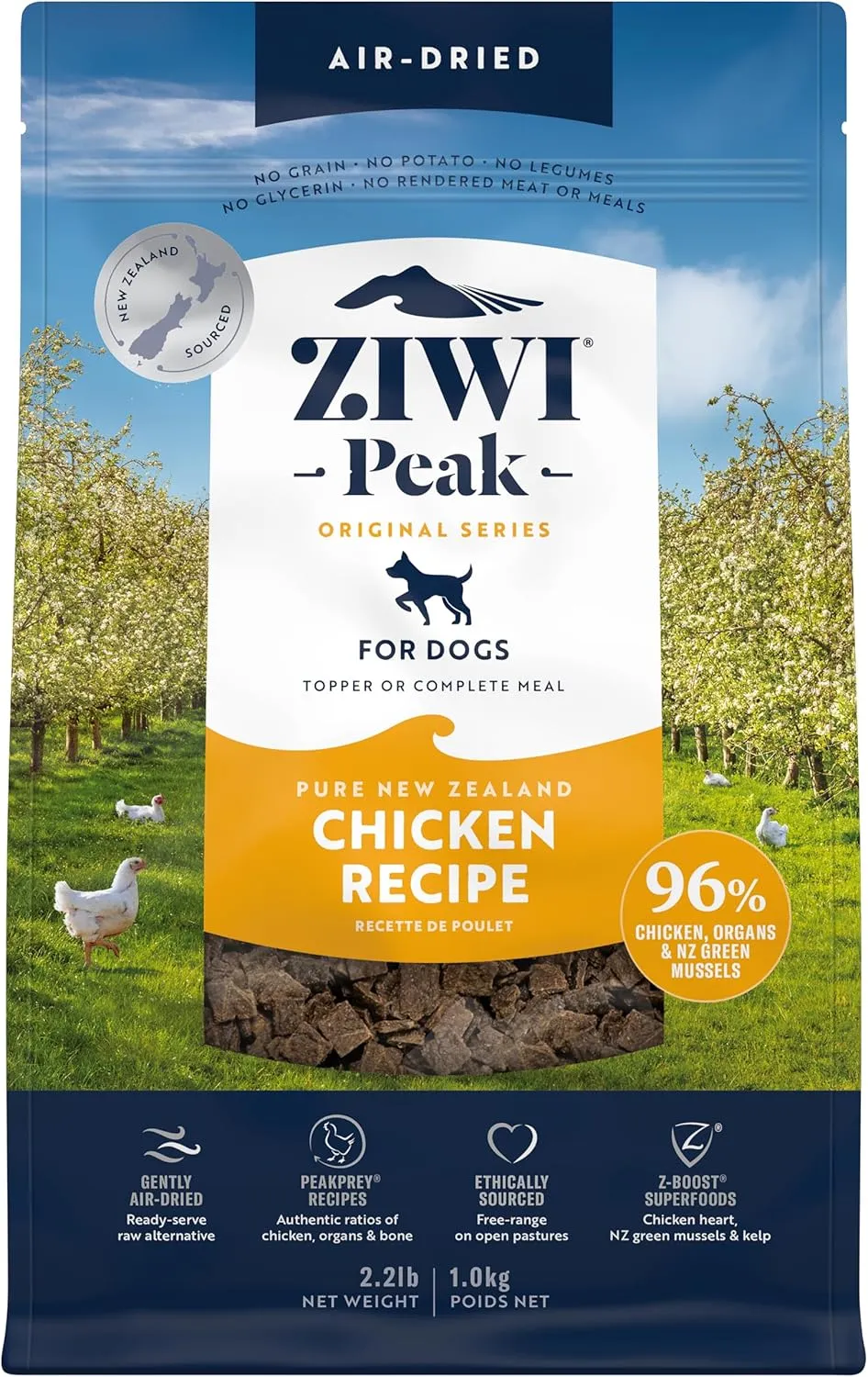ZIWI Peak Air-Dried Dog Food – Chicken - All Natural, High Protein, Grain Free, Limited Ingredient w/ Superfoods (35.2oz)