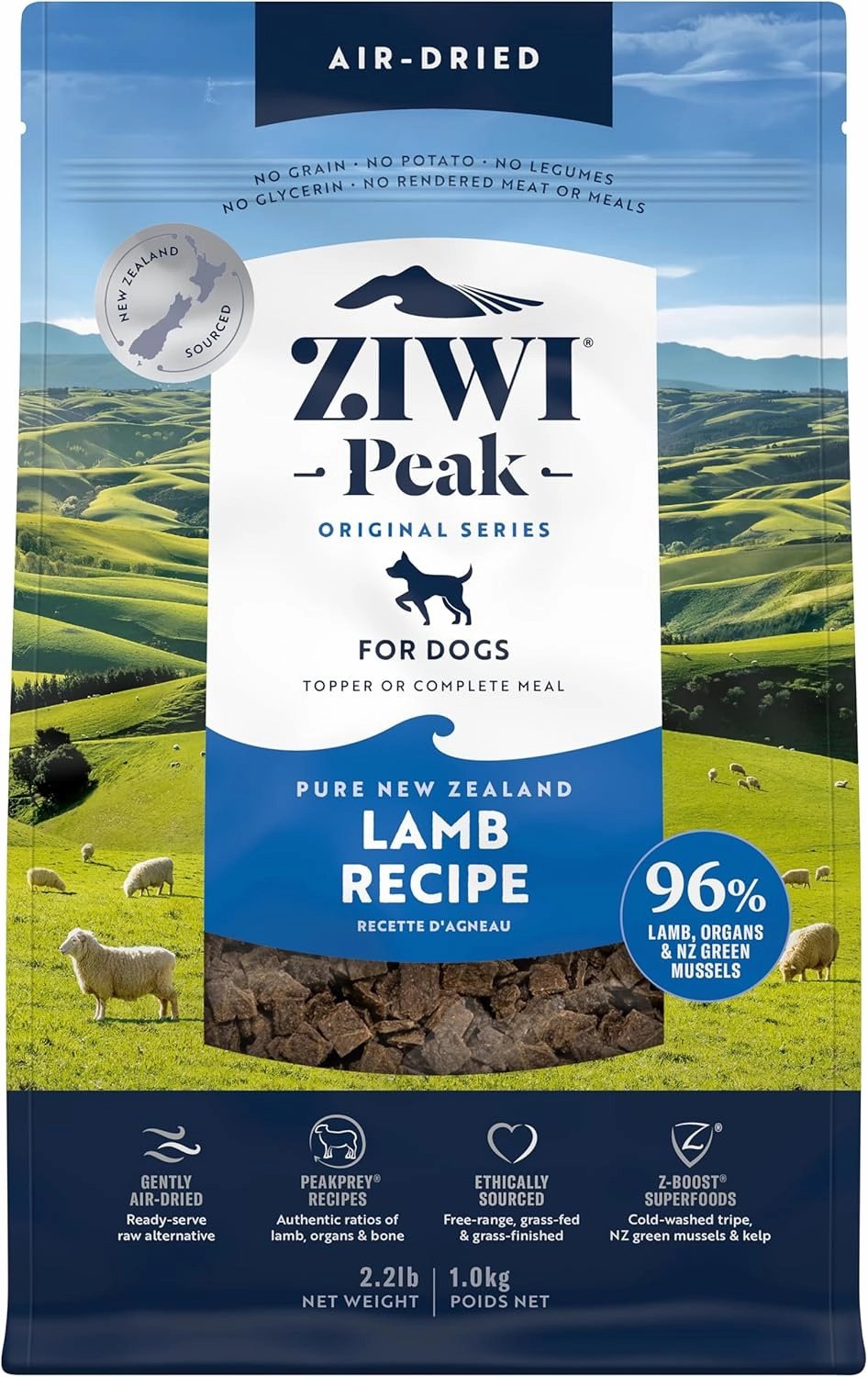 ZIWI Peak Air-Dried Dog Food – Lamb - All Natural, High Protein, Grain Free, Limited Ingredient w/ Superfoods (35.2oz)